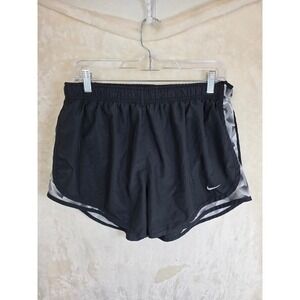 Nike Dri-FIT Womens Running Shorts Black Grey Geometric Mesh Side Panels Small